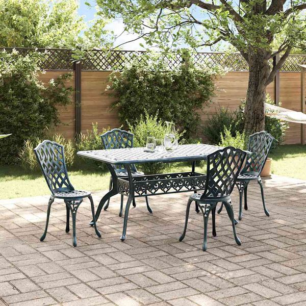 vidaXL Conjunto de Comedor de Jard&iacute;n 5 pcs Verde Aluminio