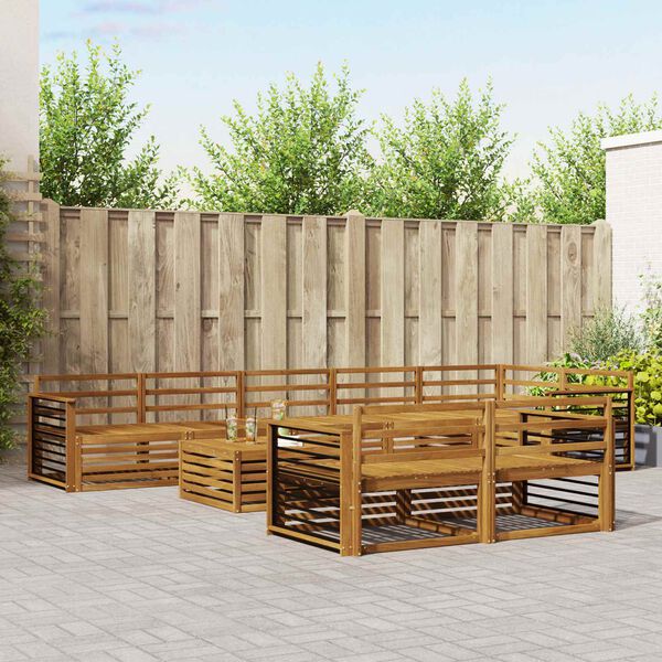 vidaXL Conjunto de sof&aacute;s de exterior 9 pcs Natural