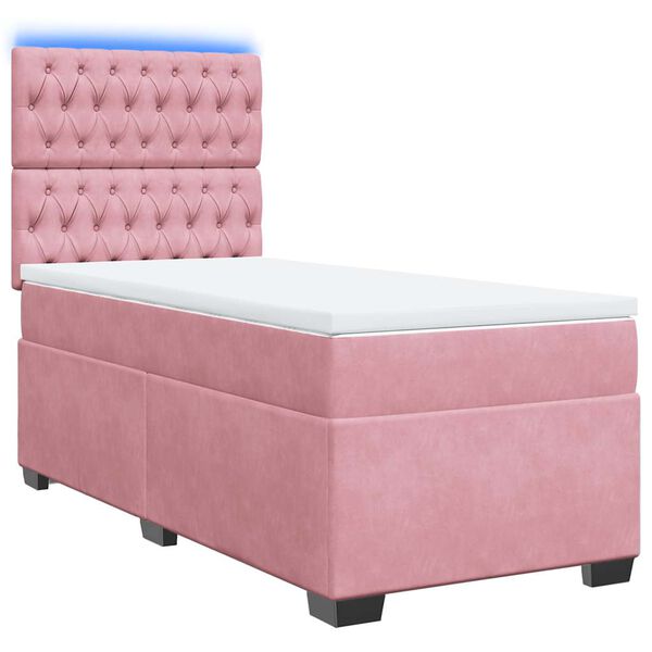 vidaXL Cama box spring con colch&oacute;n terciopelo rosa 80x200 cm