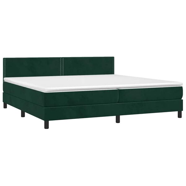 vidaXL Cama box spring con colch&oacute;n terciopelo verde oscuro 200x200 cm