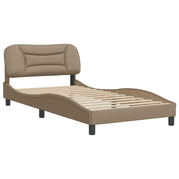 vidaXL Estructura de cama sin colch&oacute;n Hvar cuero sint&eacute;tico capuchino 100x200cm