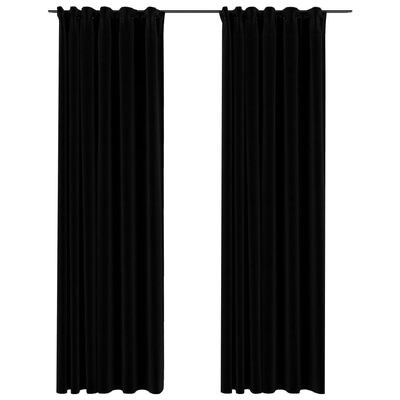 vidaXL Cortinas opacas con ganchos look de lino 2 pzas negro 140x225cm