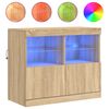 vidaXL Aparador con luces LED roble Sonoma 81x37x67 cm