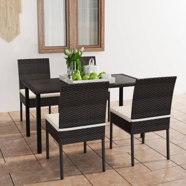 vidaXL Conjunto de comedor de jardín 5 piezas ratán sintético negro