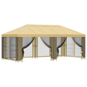 vidaXL Gazebo de jard&iacute;n con paredes laterales 6 x 3 m Crema