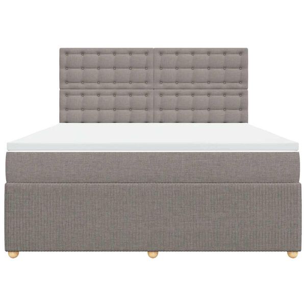 vidaXL Cama box spring con colch&oacute;n tela gris taupe 180x200 cm