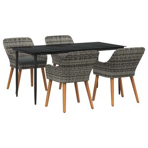 vidaXL Conjunto de Comedor de Jard&iacute;n 5 pcs Gris rat&aacute;n sint&eacute;tico