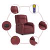 vidaXL Sillón masaje reclinable eléctrico cuero sintético rojo tinto