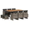 vidaXL Set de comedor de jard&iacute;n 11 pzas y cojines rat&aacute;n sint&eacute;tico gris
