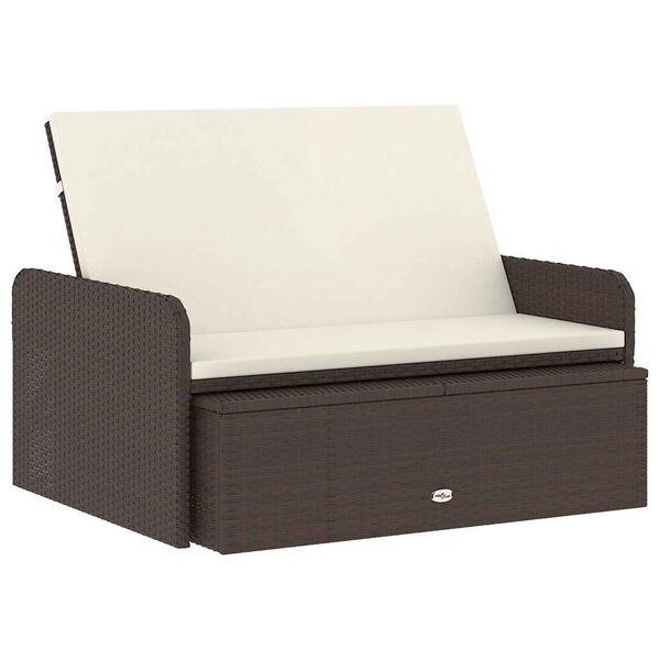 vidaXL Set muebles de jard&iacute;n 2 piezas y cojines rat&aacute;n sint&eacute;tico marr&oacute;n