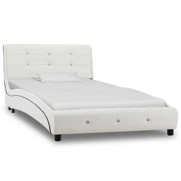 vidaXL Estructura de cama sin colchón cuero sintético blanco 90x200 cm