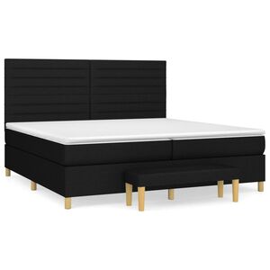 vidaXL Cama box spring con colch&oacute;n tela negro 200x200 cm