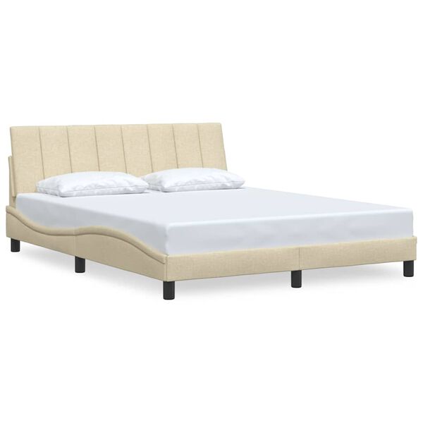 vidaXL Estructura de cama sin colch&oacute;n Hanko tela color crema 160x200 cm