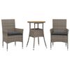 vidaXL Set de comedor jard&iacute;n 3 pzas con cojines rat&aacute;n PE acacia gris
