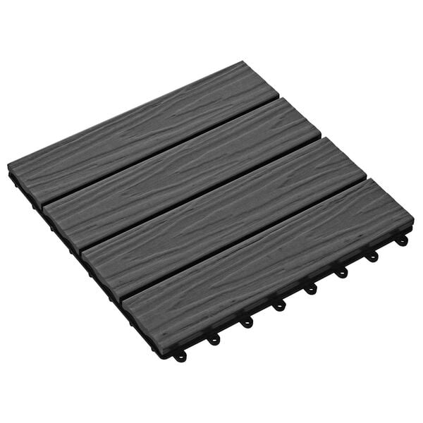 vidaXL Tile de Decking Dise&ntilde;o 3D 11 pcs Negro 30 x 30 cm WPC