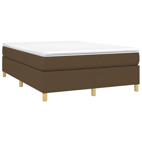vidaXL Estructura de cama con somier tela marr&oacute;n oscuro 140x190 cm