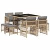 vidaXL Set comedor de jard&iacute;n 9 pzas con cojines rat&aacute;n sint&eacute;tico beige