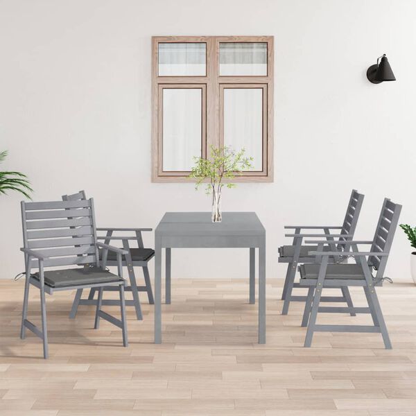 vidaXL Sillas de comedor jard&iacute;n con cojines 4 uds madera maciza acacia