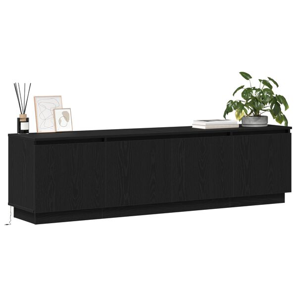 vidaXL Mueble de TV con LED Roble negro 180 x 38 x 49 cm