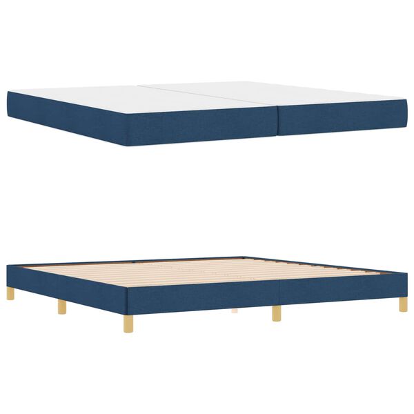 vidaXL Cama tipo Box Spring con colch&oacute;n Azul 200 x 200 cm tela