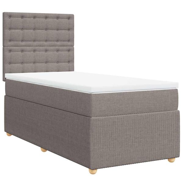 vidaXL Cama box spring con colch&oacute;n tela gris taupe 80x200 cm