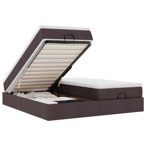 vidaXL Estructura cama otomana colchones tela marr&oacute;n oscuro 180x200cm