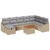 vidaXL Conjunto de sof&aacute;s de jard&iacute;n 9 uds. Beige rat&aacute;n sint&eacute;tico