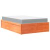 vidaXL Cama con colch&oacute;n madera maciza de pino marr&oacute;n cera 120x190 cm