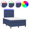 vidaXL Cama box spring con colch&oacute;n y luces LED tela azul 120x190 cm