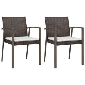 vidaXL Sillas jard&iacute;n cojines 2 uds rat&aacute;n sint&eacute;tico marr&oacute;n 56,5x57x83cm