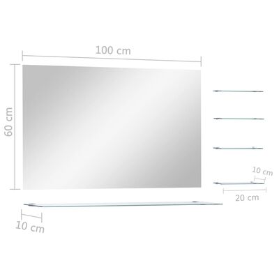 vidaXL Espejo de pared con 5 estantes plateado 100x60 cm