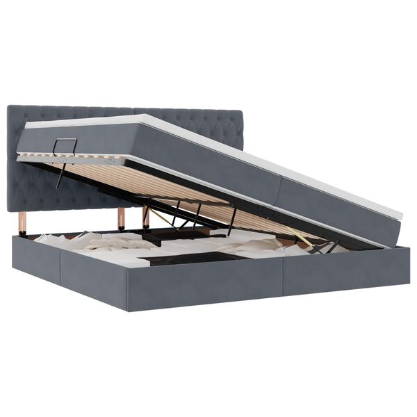 vidaXL Cama con almacenamiento y LED con LED Gris oscuro 200 x 200 cm