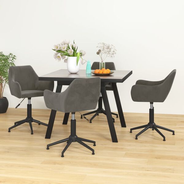 vidaXL Sillas de comedor giratorias 4 unidades terciopelo gris oscuro
