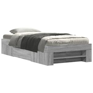 vidaXL Estructura de cama madera de ingenier&iacute;a gris Sonoma 90x200 cm