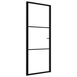 vidaXL Puerta interior vidrio ESG y aluminio negro 76x201,5 cm