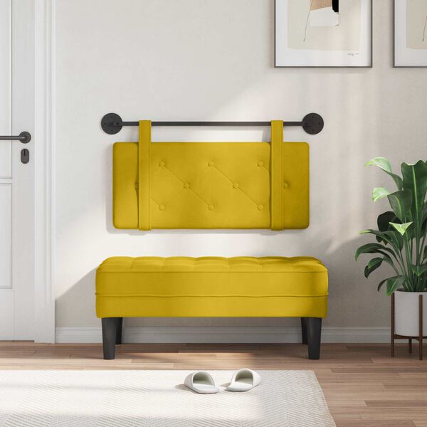 vidaXL Cabecera Colgante Amarillo 100 x 55 x 5 cm Terciopelo