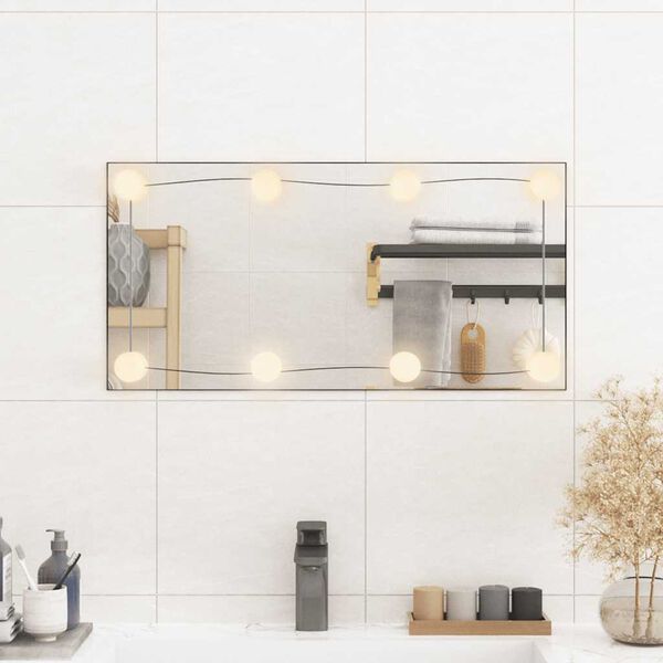 vidaXL Espejo de pared con luces LED vidrio rectangular 30x60 cm