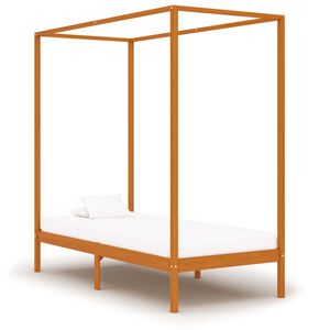 vidaXL Cama con dosel sin colch&oacute;n madera maciza marr&oacute;n miel 90x200 cm