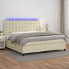 vidaXL Cama box spring colch&oacute;n y LED cuero sint&eacute;tico crema 200x200 cm