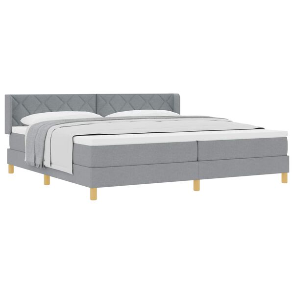vidaXL Cama tipo Box Spring con colch&oacute;n Gris Claro 200 x 200 cm tela