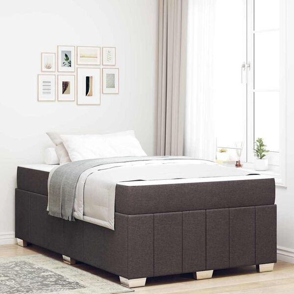 vidaXL Estructura de cama con colch&oacute;n Marr&oacute;n Oscuro 120 x 200 cm tela