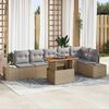 vidaXL Conjunto de sof&aacute; de jard&iacute;n 7 pcs Beige Polirat&aacute;n