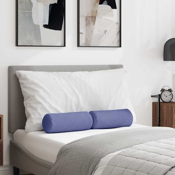 vidaXL Cojines Bolster 2 pcs Azul jeans Ø 15 x 40 cm tela