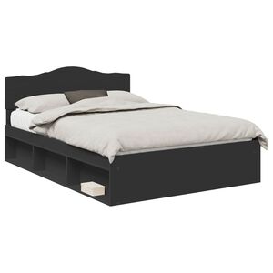 vidaXL Estructura de cama Negro 150 x 200 cm Madera de pino macizo