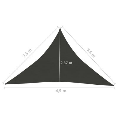 vidaXL Toldo de vela gris antracita HDPE 160 g/m² 3,5x3,5x4,9 m
