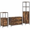 vidaXL Juego de muebles de ba&ntilde;o con caj&oacute;n 3 pcs Roble ahumado
