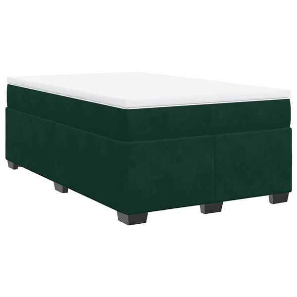 vidaXL Cama box spring con colch&oacute;n terciopelo verde oscuro 120x190 cm