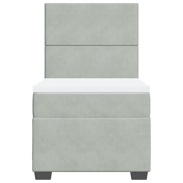 vidaXL Cama box spring con colchón terciopelo gris claro 90x190 cm