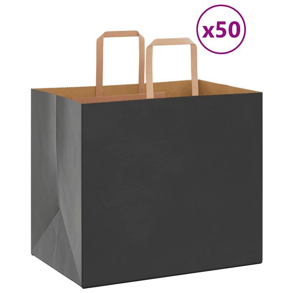 vidaXL Bolsas de papel con asas 50 uds negra 32x22x28 cm