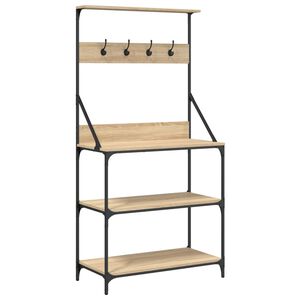 vidaXL Estanter&iacute;a cocina con ganchos 4 niveles madera ingenier&iacute;a roble